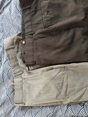 2 pairs Hugo Boss Men's Dress Pants in dark brown and medium Gray 34x32